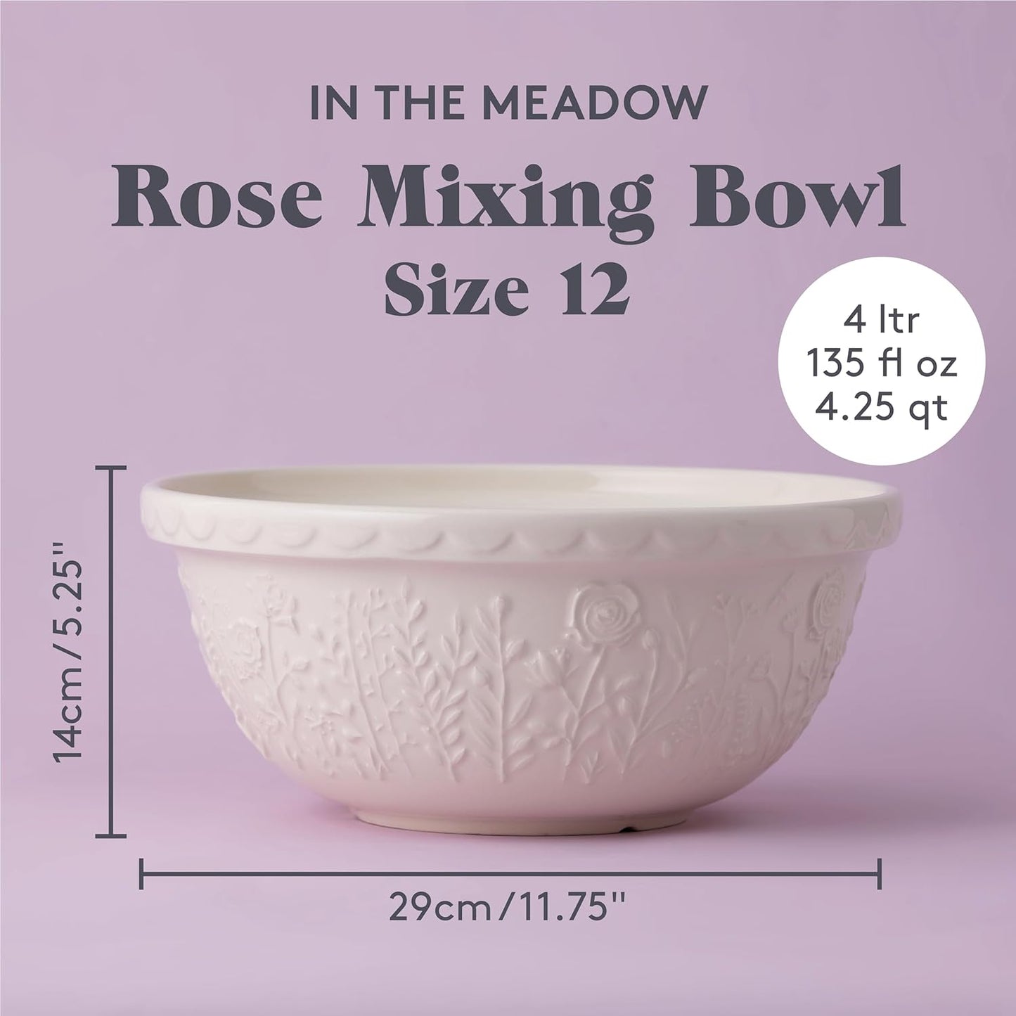 In The Meadow Cream Rose Mixing Bowl
